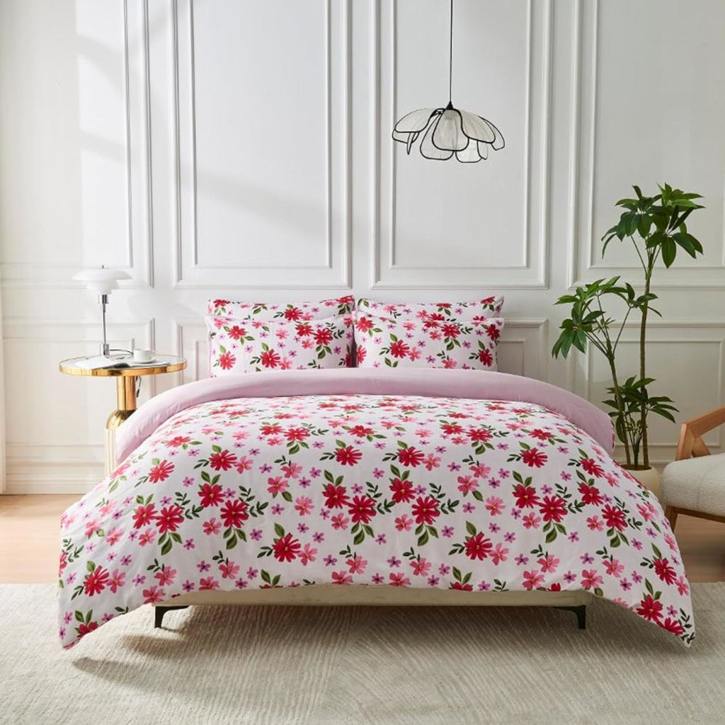 Microfiber Duvet Cover Set Floral Design Double | 2 Pack