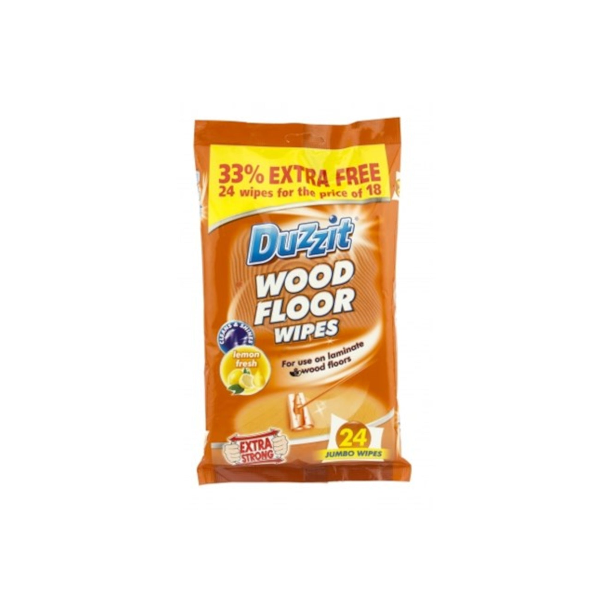 Duzzit Wood Floor Wipes 24 Jumbo Pack Cleans Shines Lemon Fresh Laminate Wood