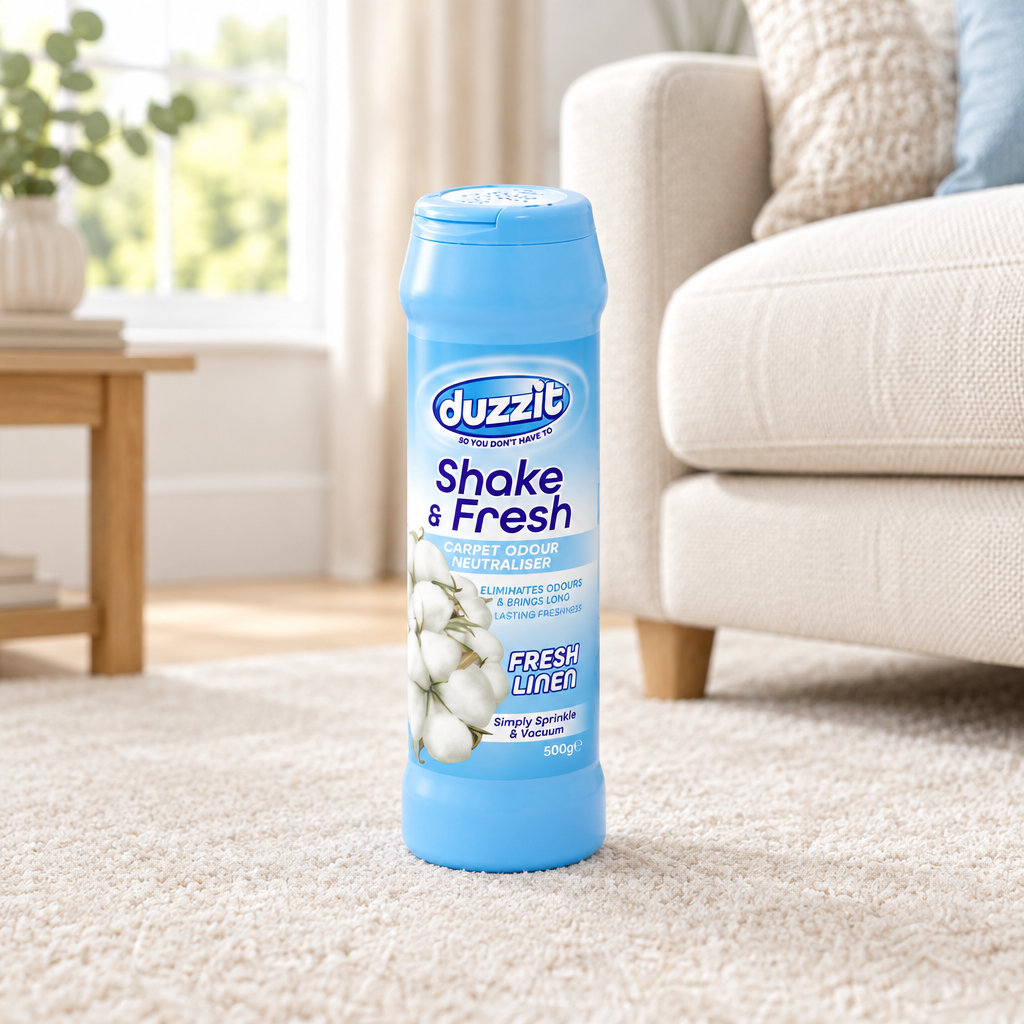 Duzzit Shake & Fresh Carpet Odour Neutraliser Fresh Linen 500g