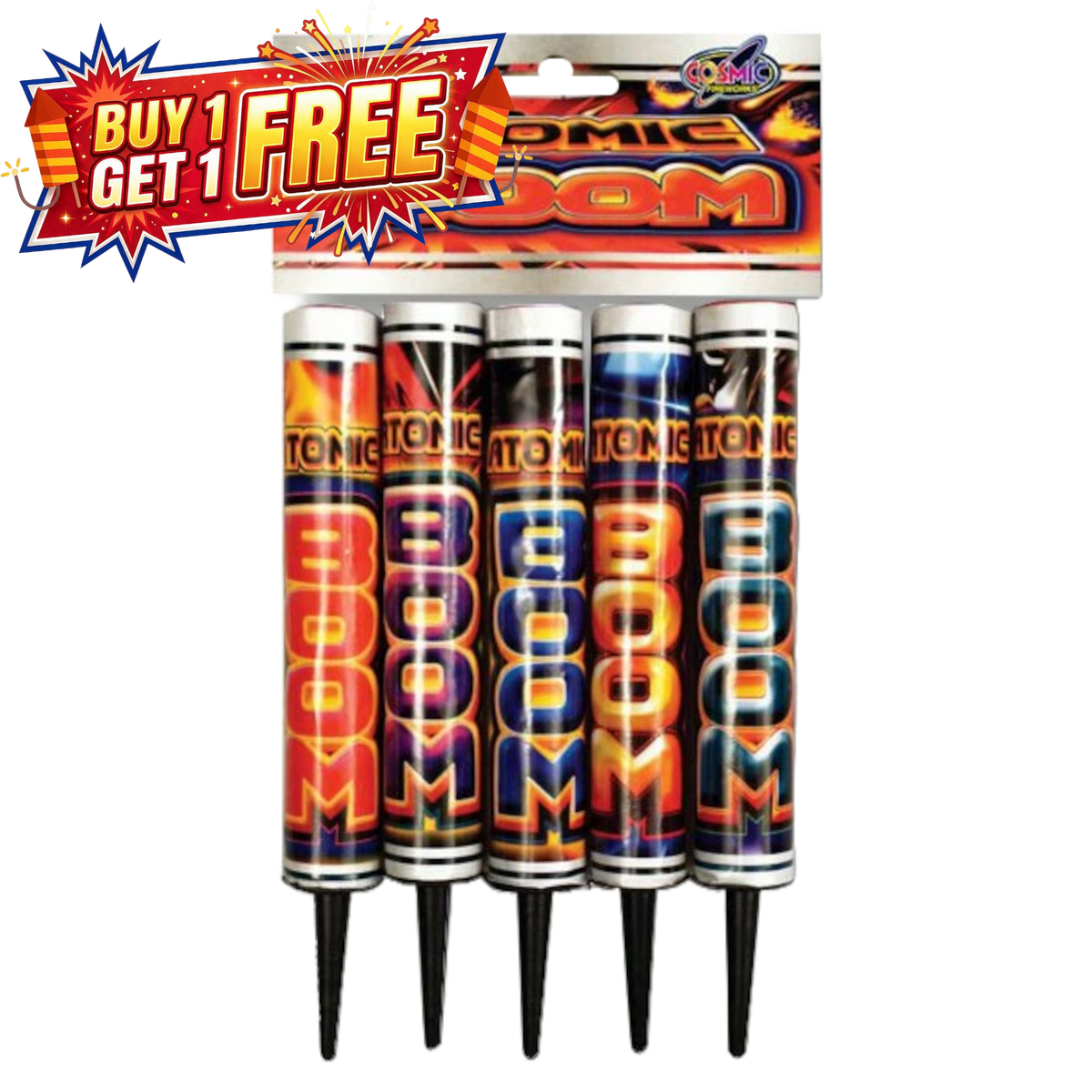 Atomic Boom Single Shot | 5 Piece Roman Candles