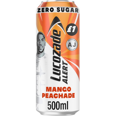 Lucozade Alert Zero Sugar Mango Peachade Energy Drink 500ml