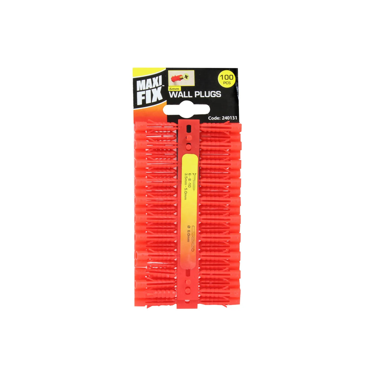 Maxifix 100Pc 6mm Red Plastic Wall Plugs