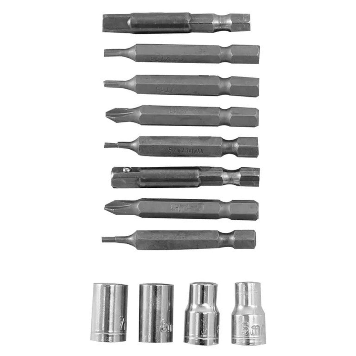 12Pc Screwdriver Bits And Sockets