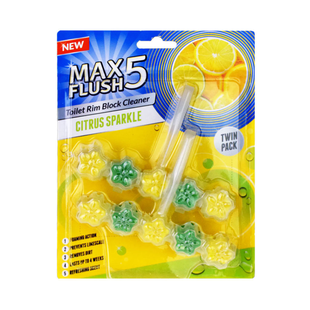 Max Flush 5 Citrus Sparkle Rim Block | 2 Pack