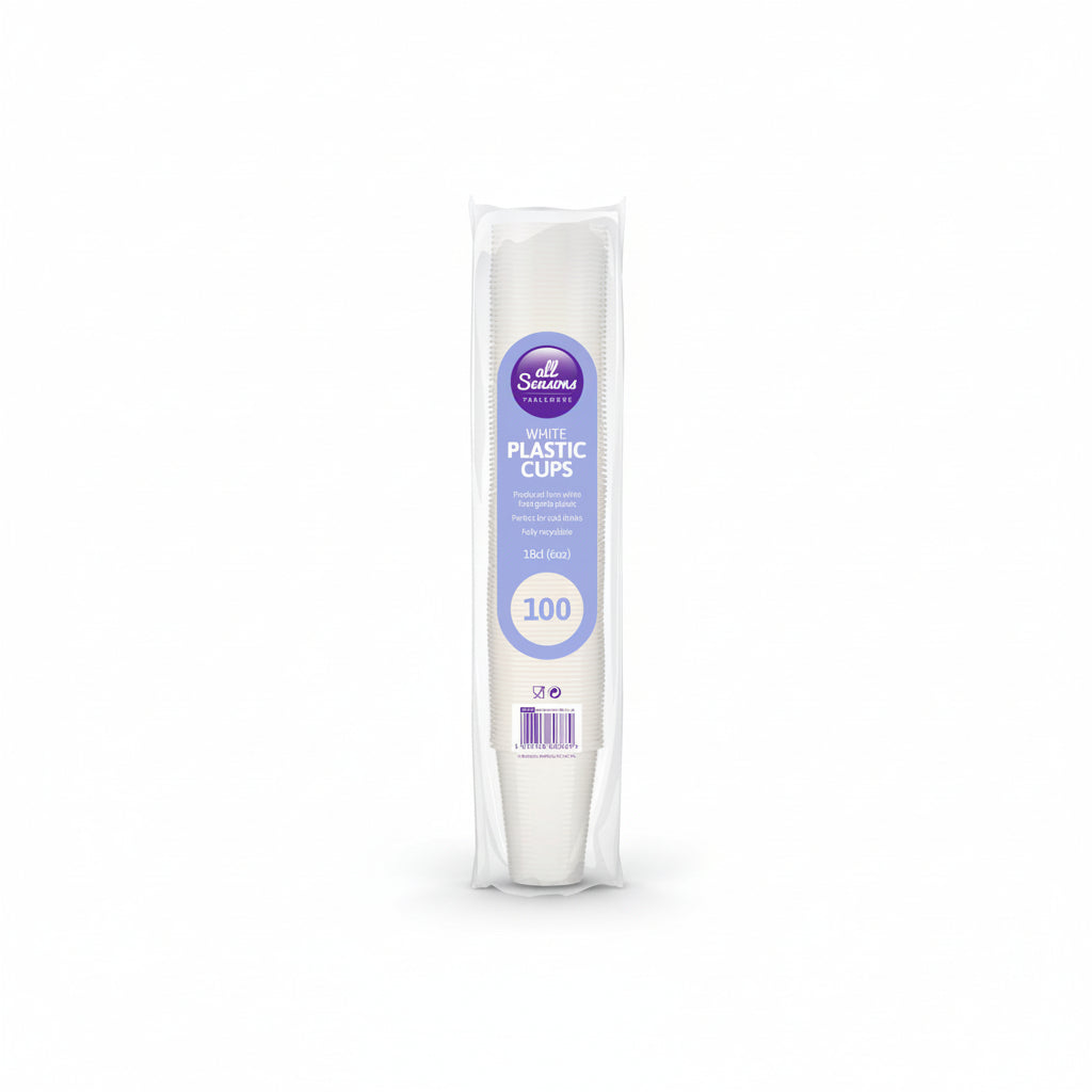 Plastic Drinking Cups 100 Pack White