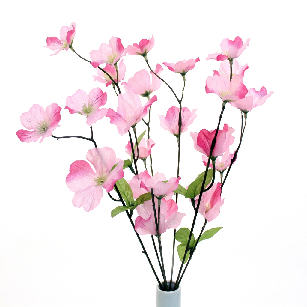 Pink artificial cherry blossom bush