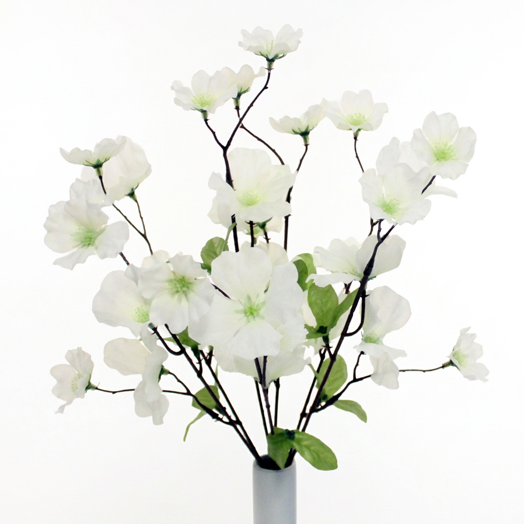 White artificial cherry blossom bush