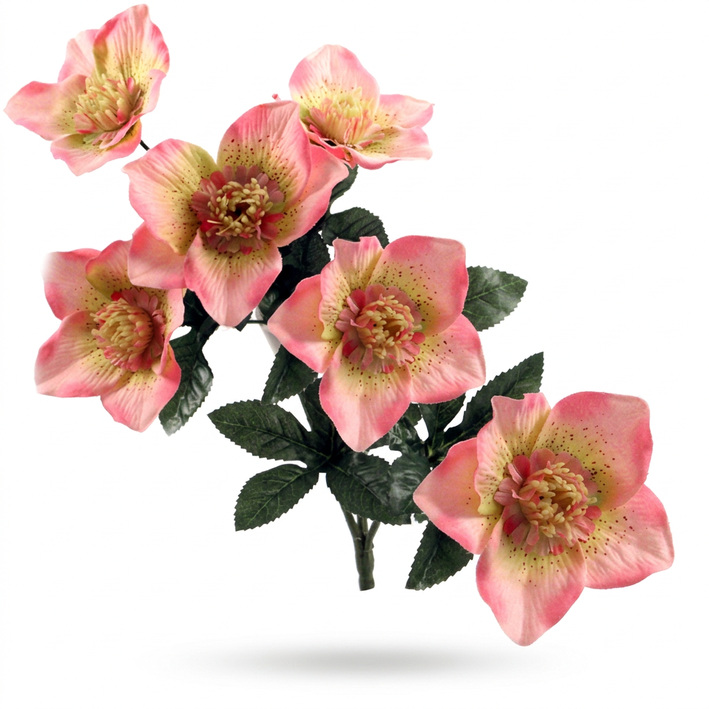 Ivory and pink artificial lotus flower bush