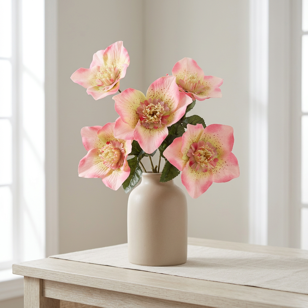 Artificial Lotus Flower Bush with 5 Blooms – Assorted Colours