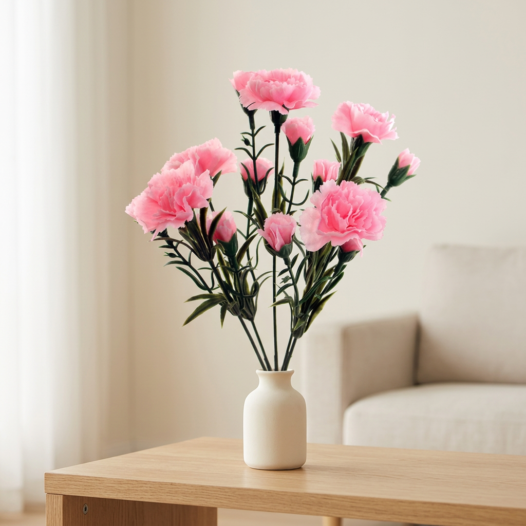 Artificial Carnation Flower Bush x 5 – Assorted Colours
