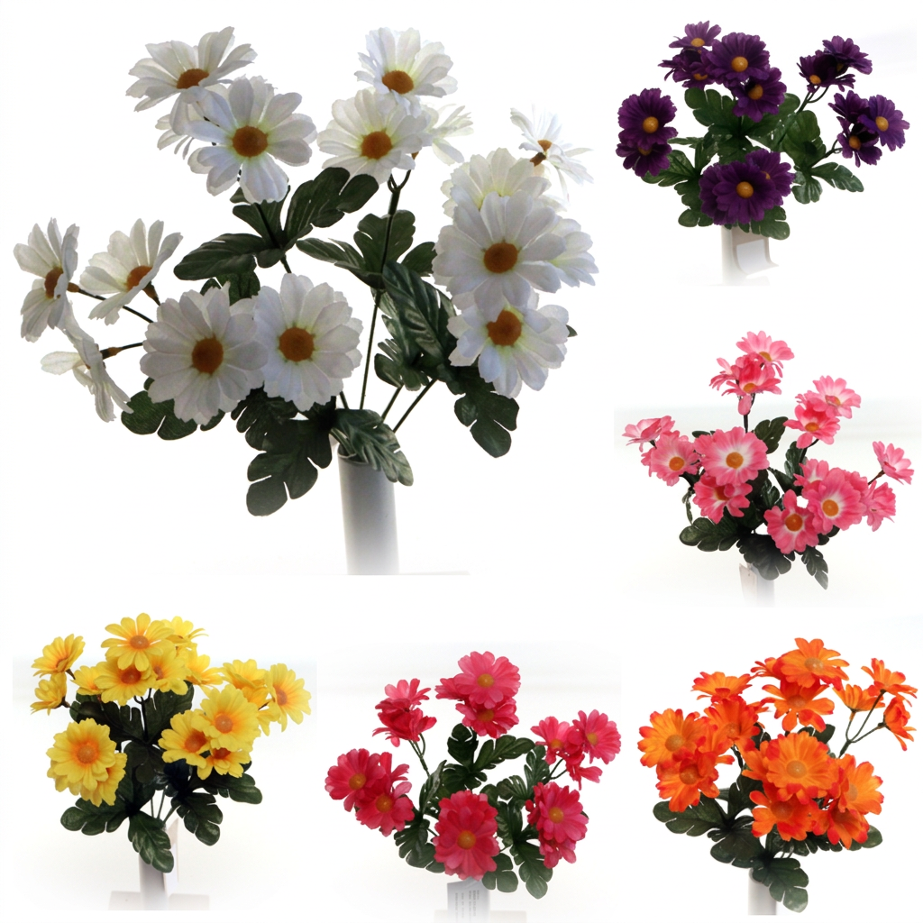 Artificial Daisy Flower Bush x6 in Assorted Colours
