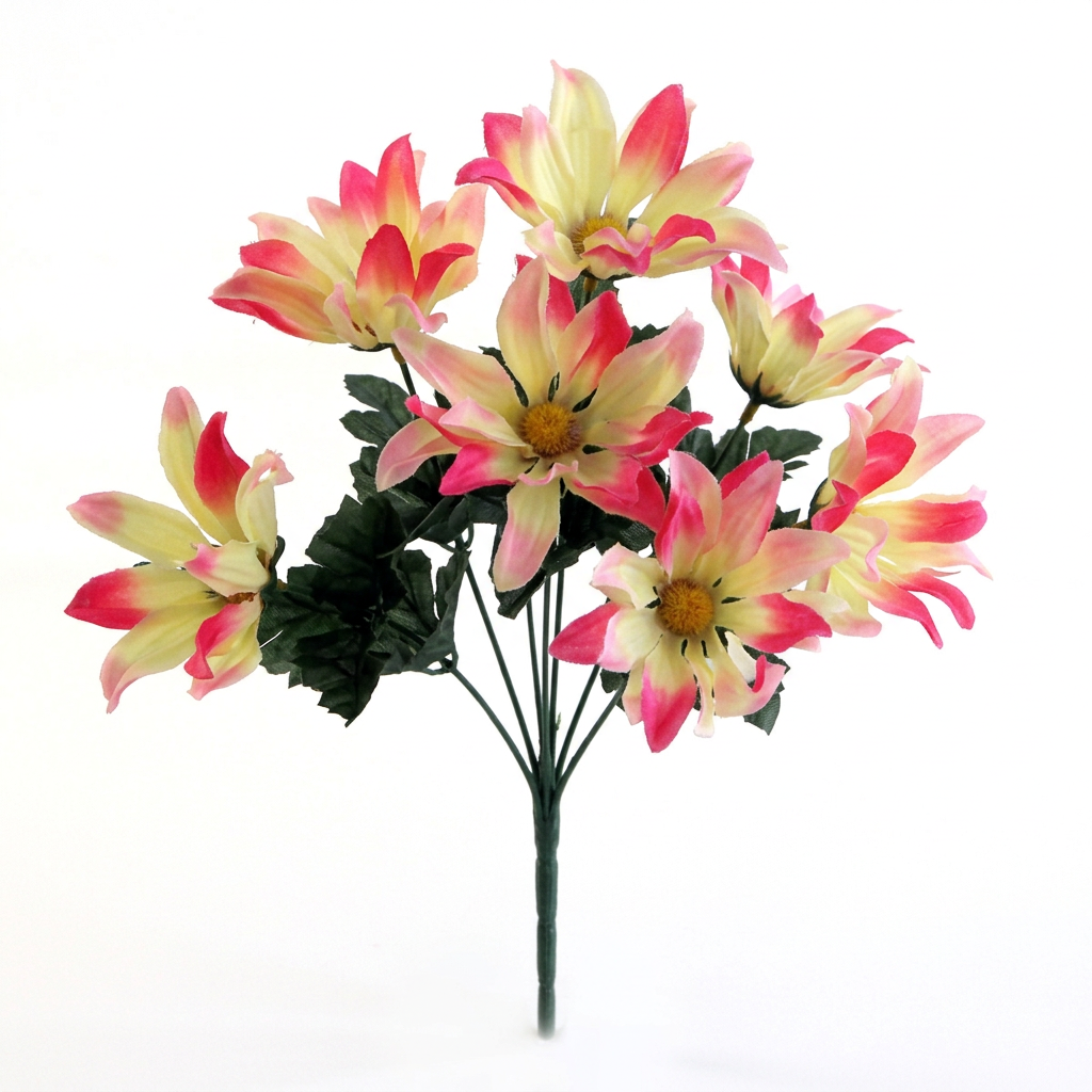 Cream and pink artificial daisy bush