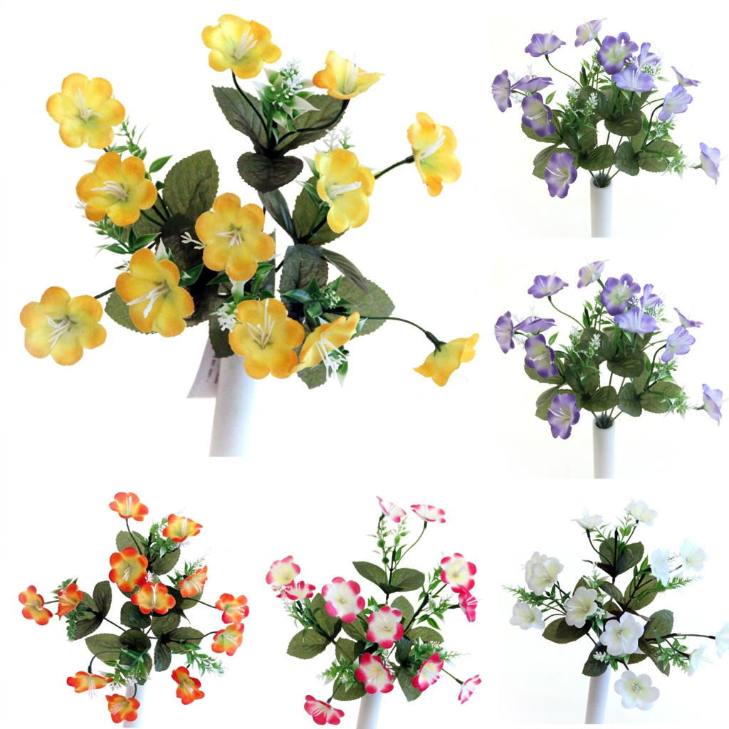 Artificial Wild Blossom Flower Bush x 6 in Assorted Colours