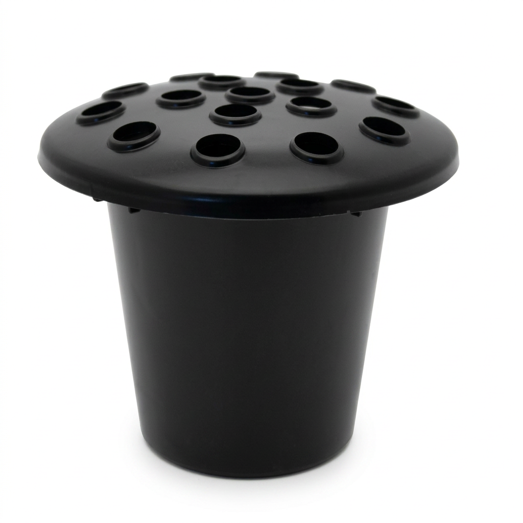 Black Flower Arranging Pot with Stem-Holder Lid