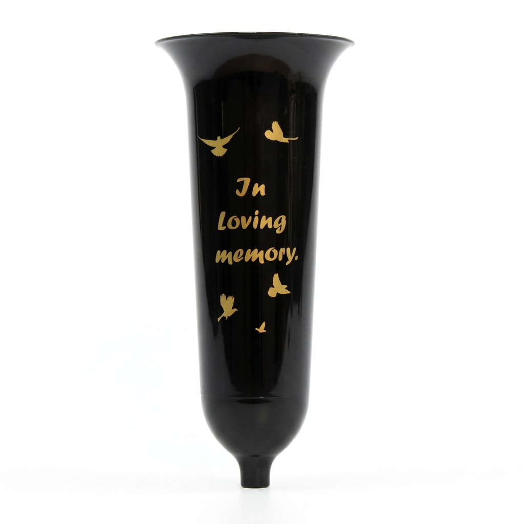 Black In Loving Memory Grave Vase