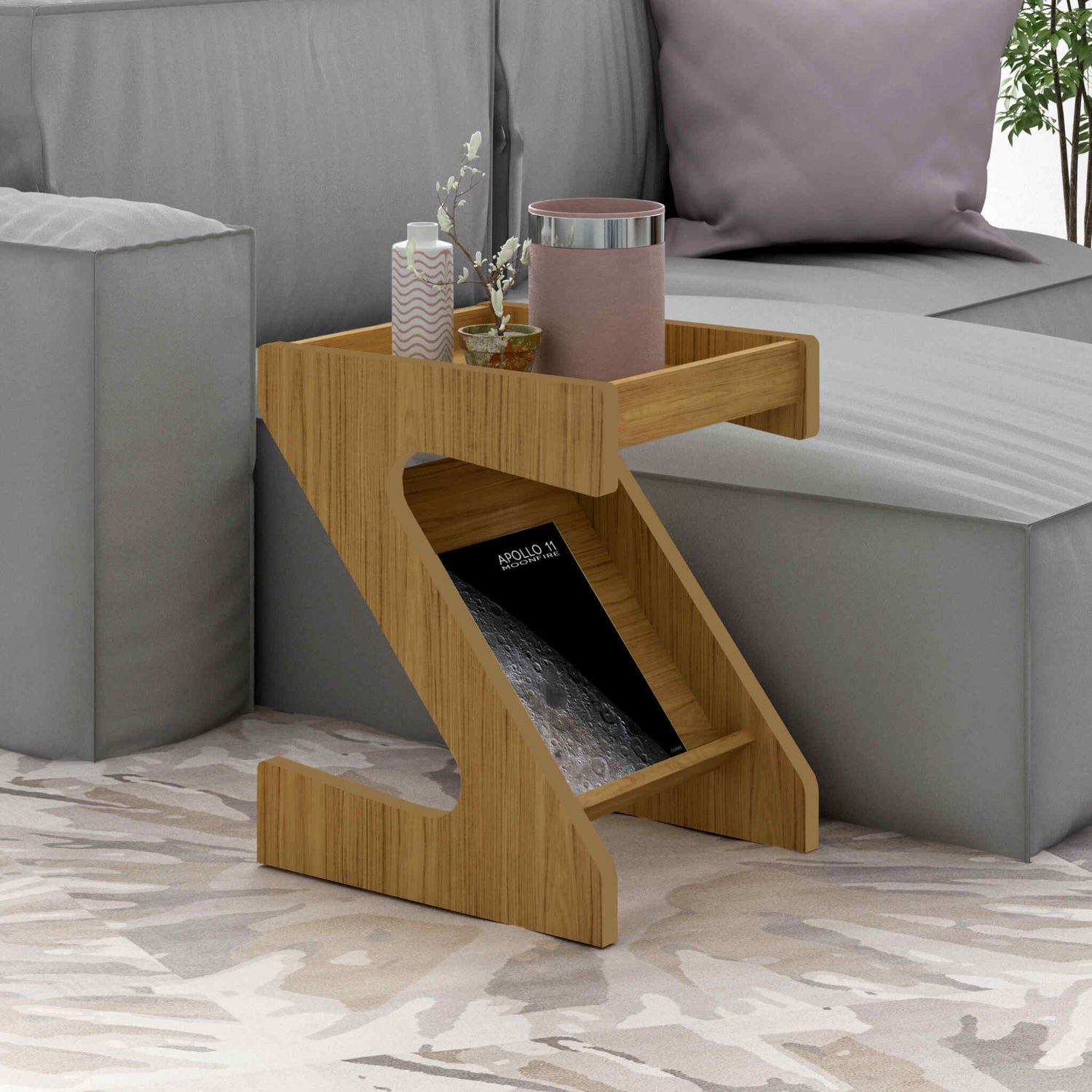 Naples Z Side Table (Oak Effect) M. Latif & Sons