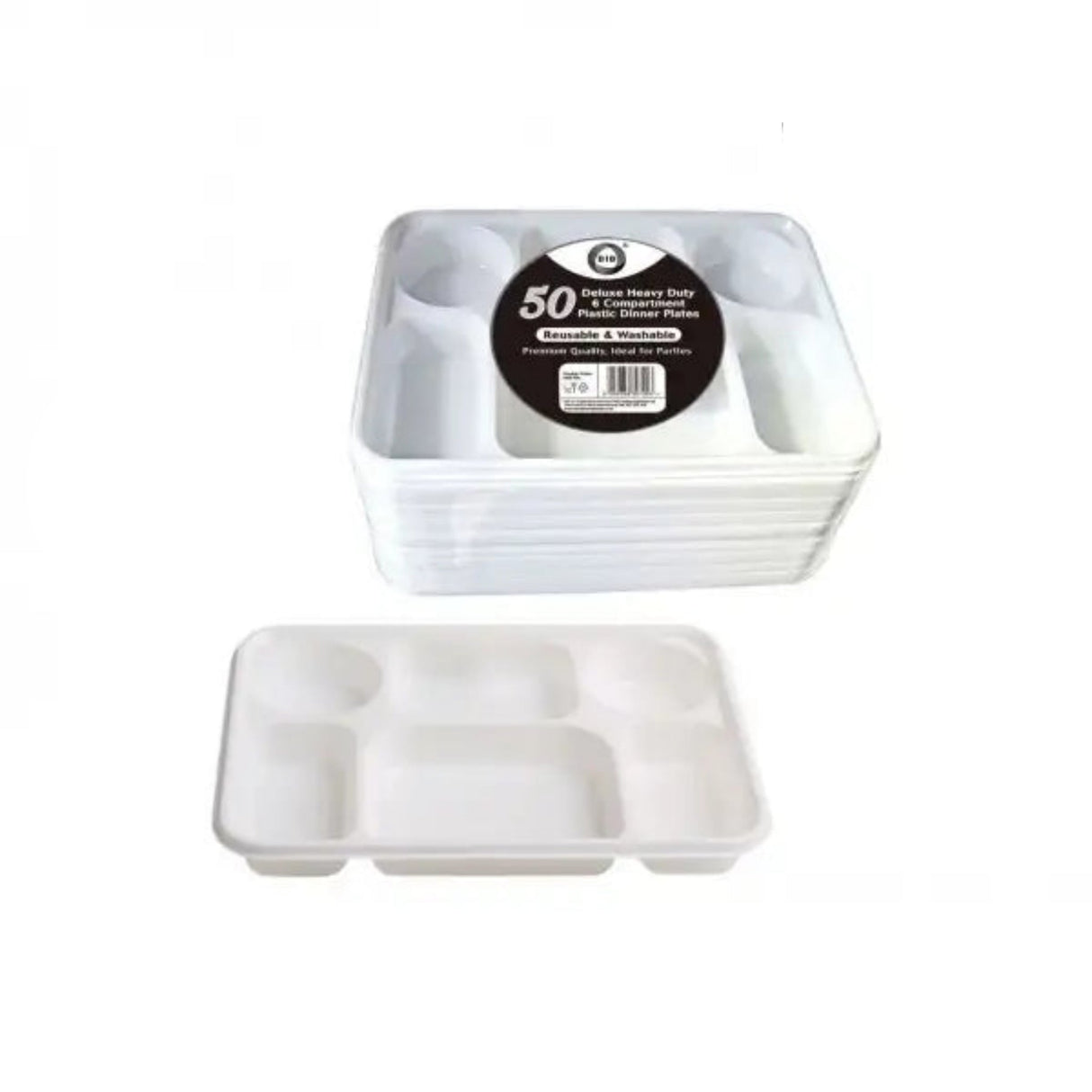 6-Compartment Plastic Plates