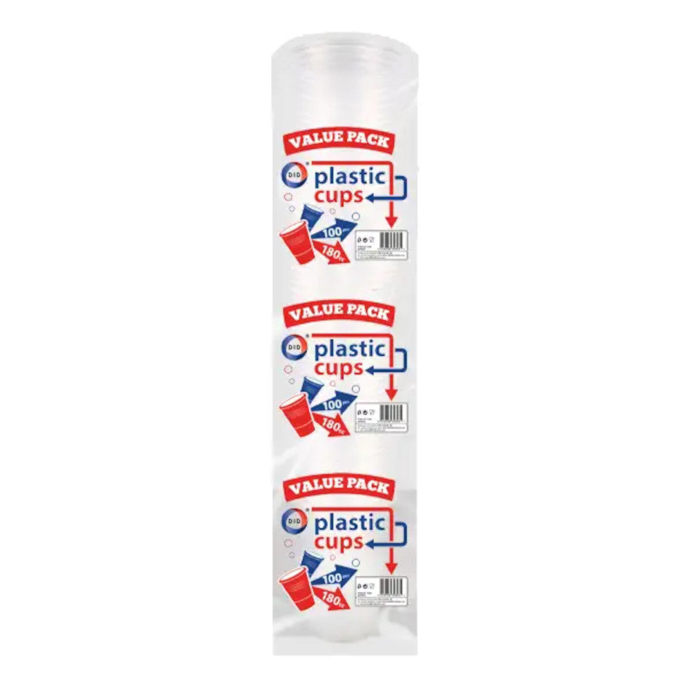 White Plastic Cups 180cc – Pack of 100 Disposable Cups