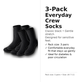 EasyTop Men’s Bamboo & Organic Cotton Diabetic Socks – Black (3 Pack, UK 7–11)