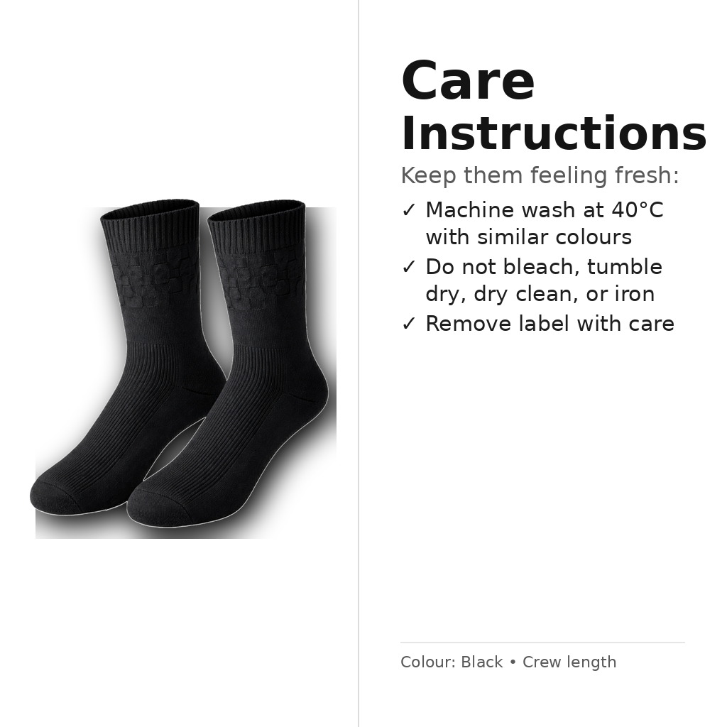 EasyTop Men’s Bamboo & Organic Cotton Diabetic Socks – Black (3 Pack, UK 7–11)
