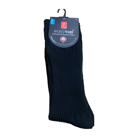 Easytop Cotton Diabetic Socks Black UK7-11 3 Pairs