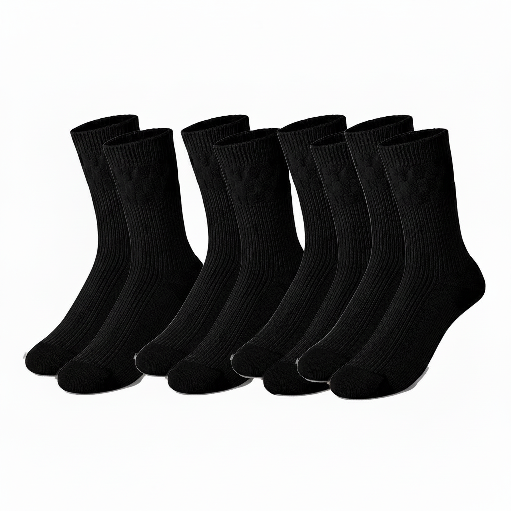 Easytop Men’s Diabetic Socks 3 Pack, Non Elastic Loose Top, Seamless Toe, Cotton Rich Crew Socks, Circulation Friendly, UK 7–11, Black