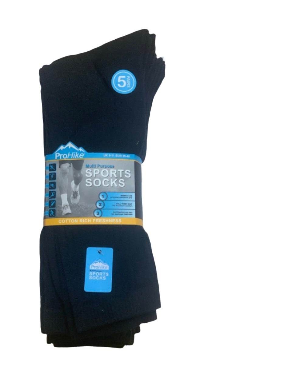 Men's Sport Socks Black 5 Pack