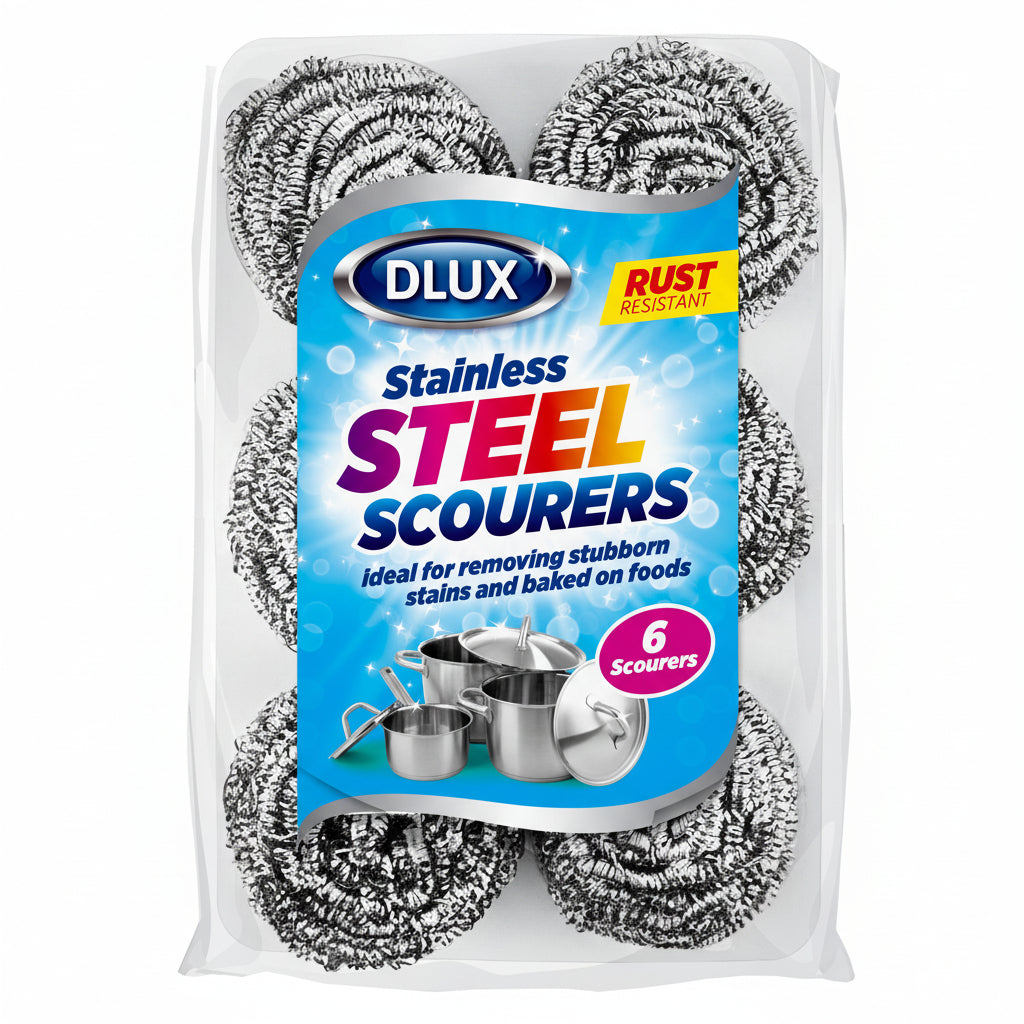 Dlux 6pk Stainless-Steel Scourers 18g