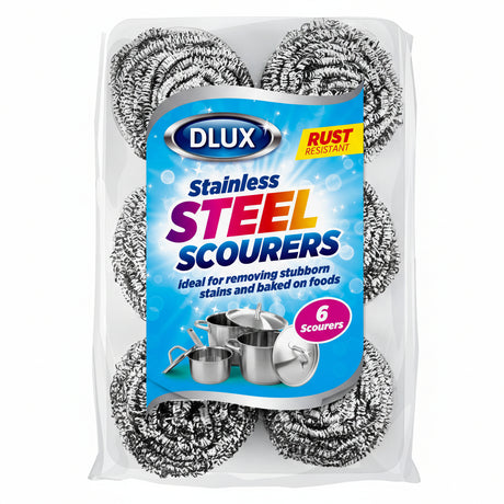 Dlux 6pk Stainless-Steel Scourers 18g
