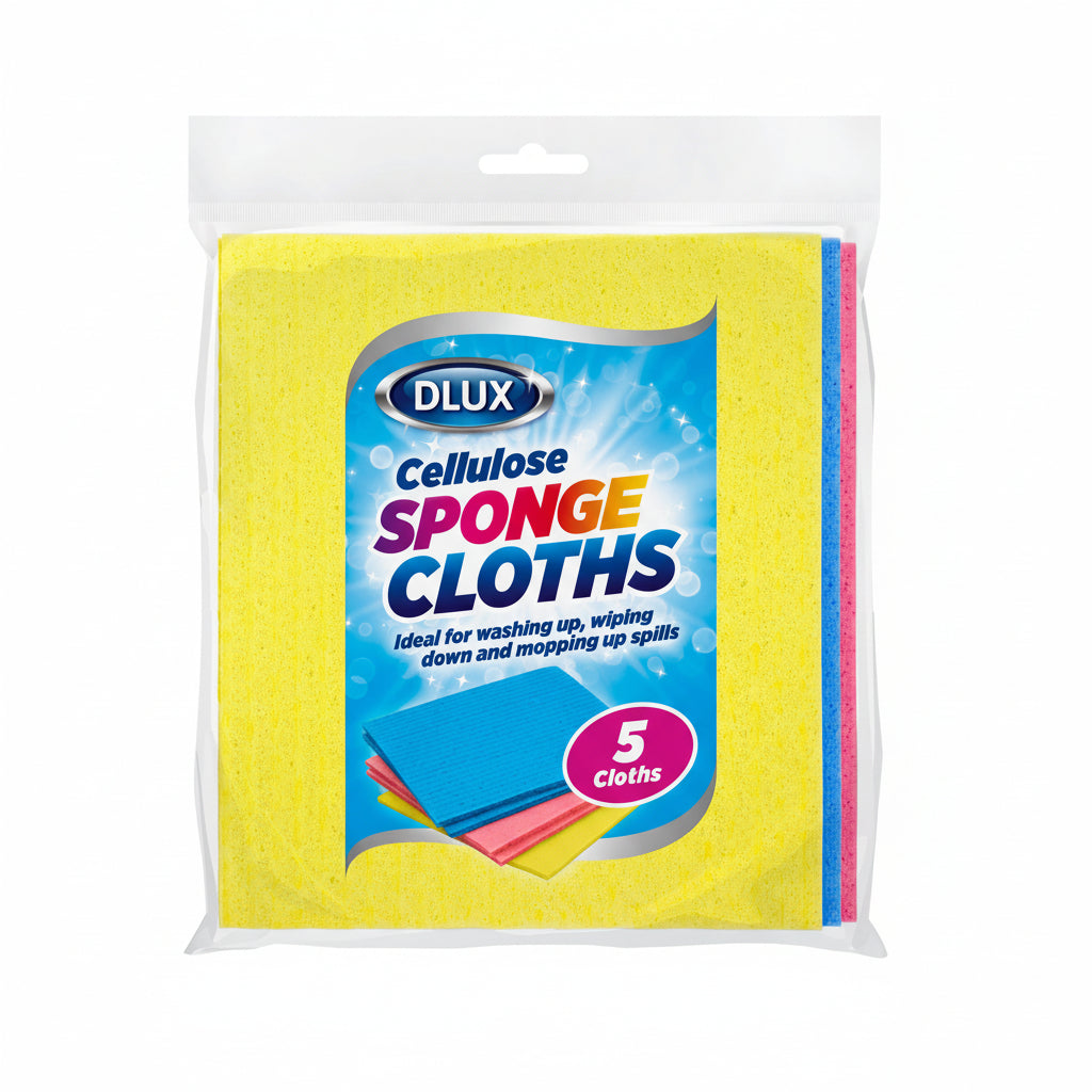 Dlux Cellulose Sponge Cloths 5 Pack