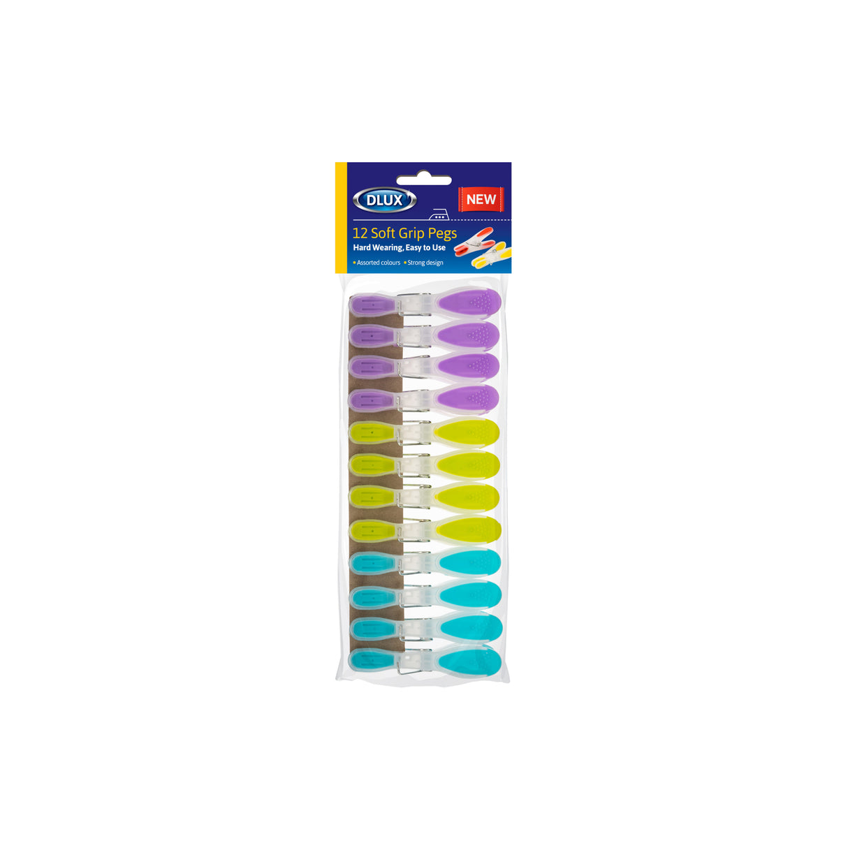 Large Plastic Pegs with Rubber Grip 12pk