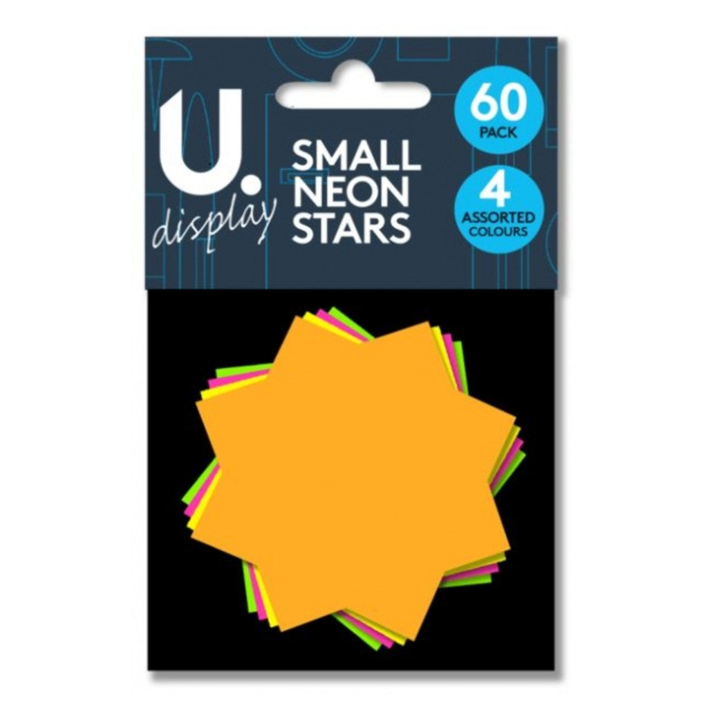 Assorted Small Neon Stars | 60 Pack