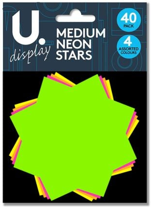 Assorted Medium Neon Stars 40 Pack
