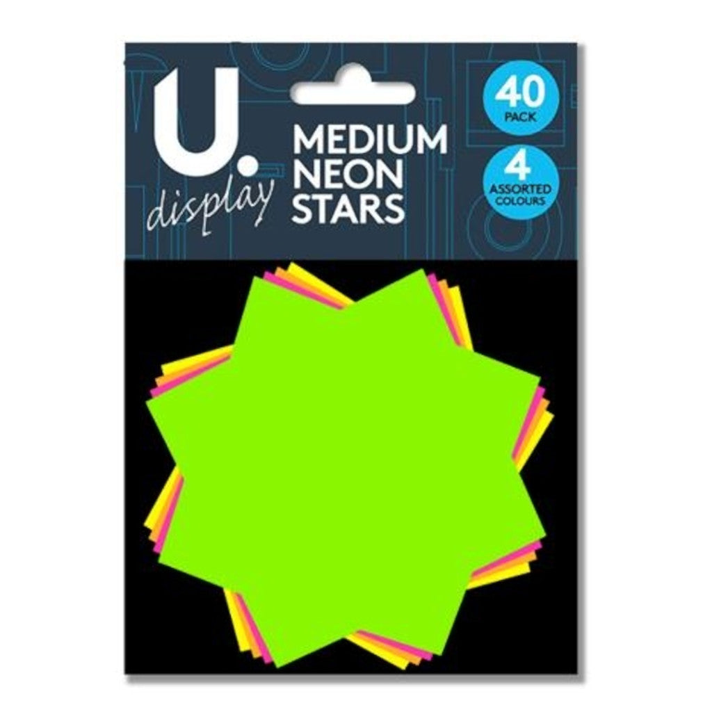 Assorted Medium Neon Stars | 40 Pack