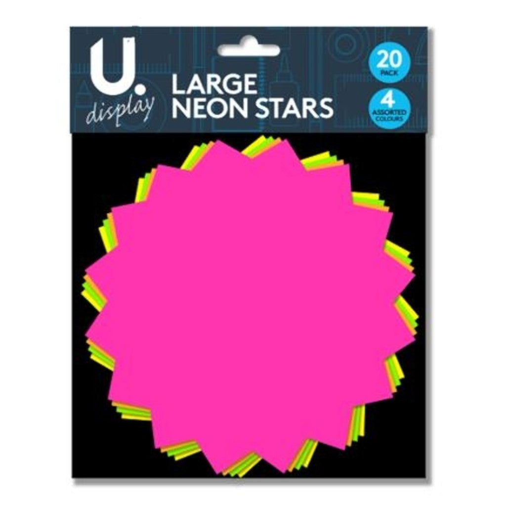 Assorted Large Neon Stars | 20 Pack