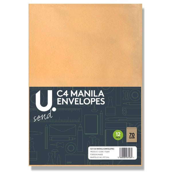 C4 Manila Envelopes 12 Pack