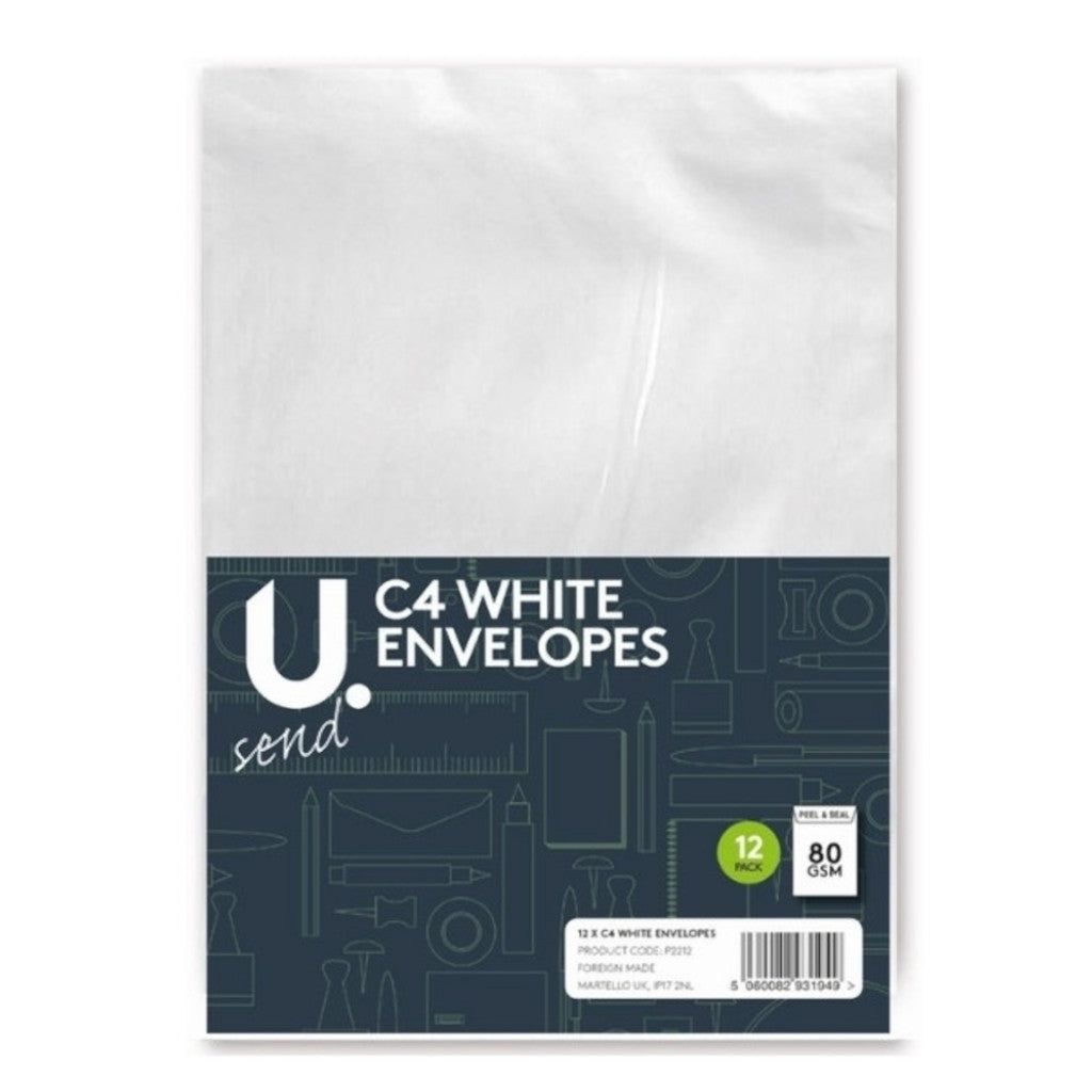 C4 White Envelopes | 12 Pack