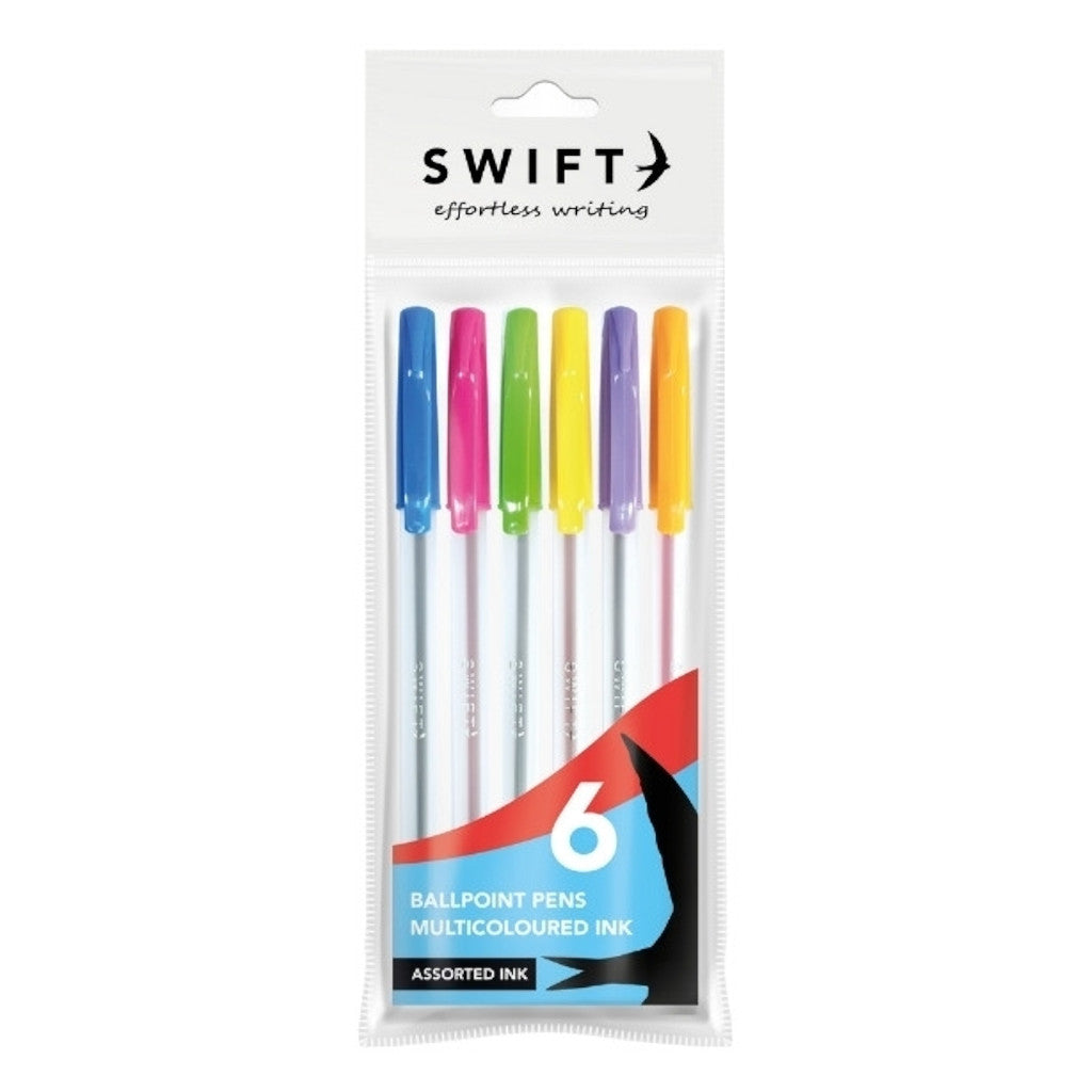 Multicoloured Ballpoint Pens | 6 Pack