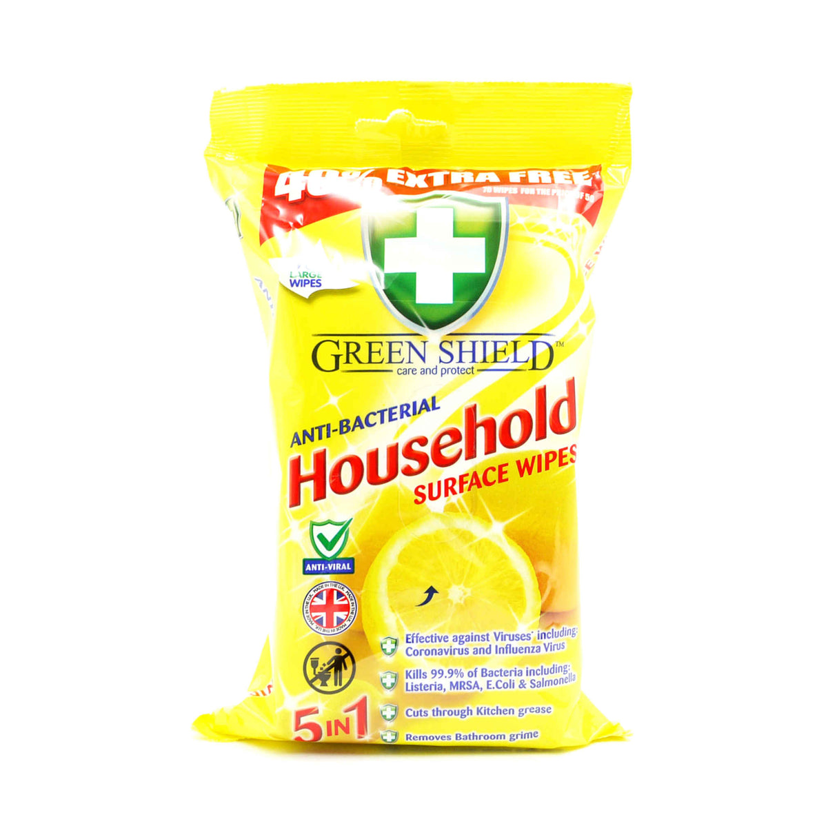 Green Shield Antibacterial Household Surface Wipes 70 Pack