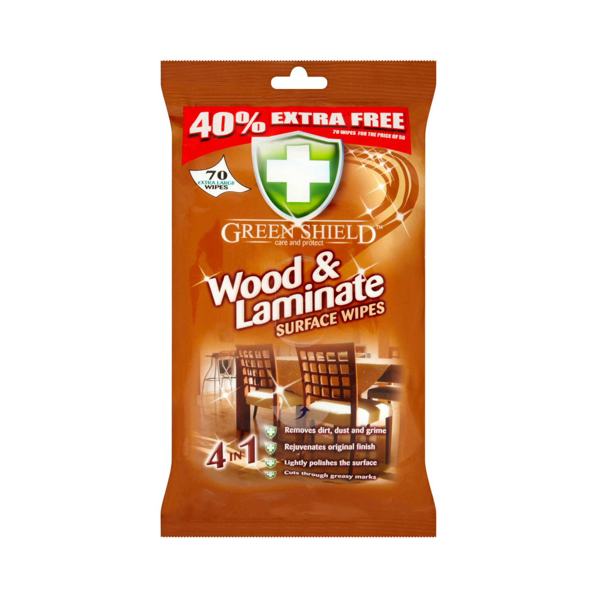 Green Shield Wood & Laminate Surface Wipes 70 Pack