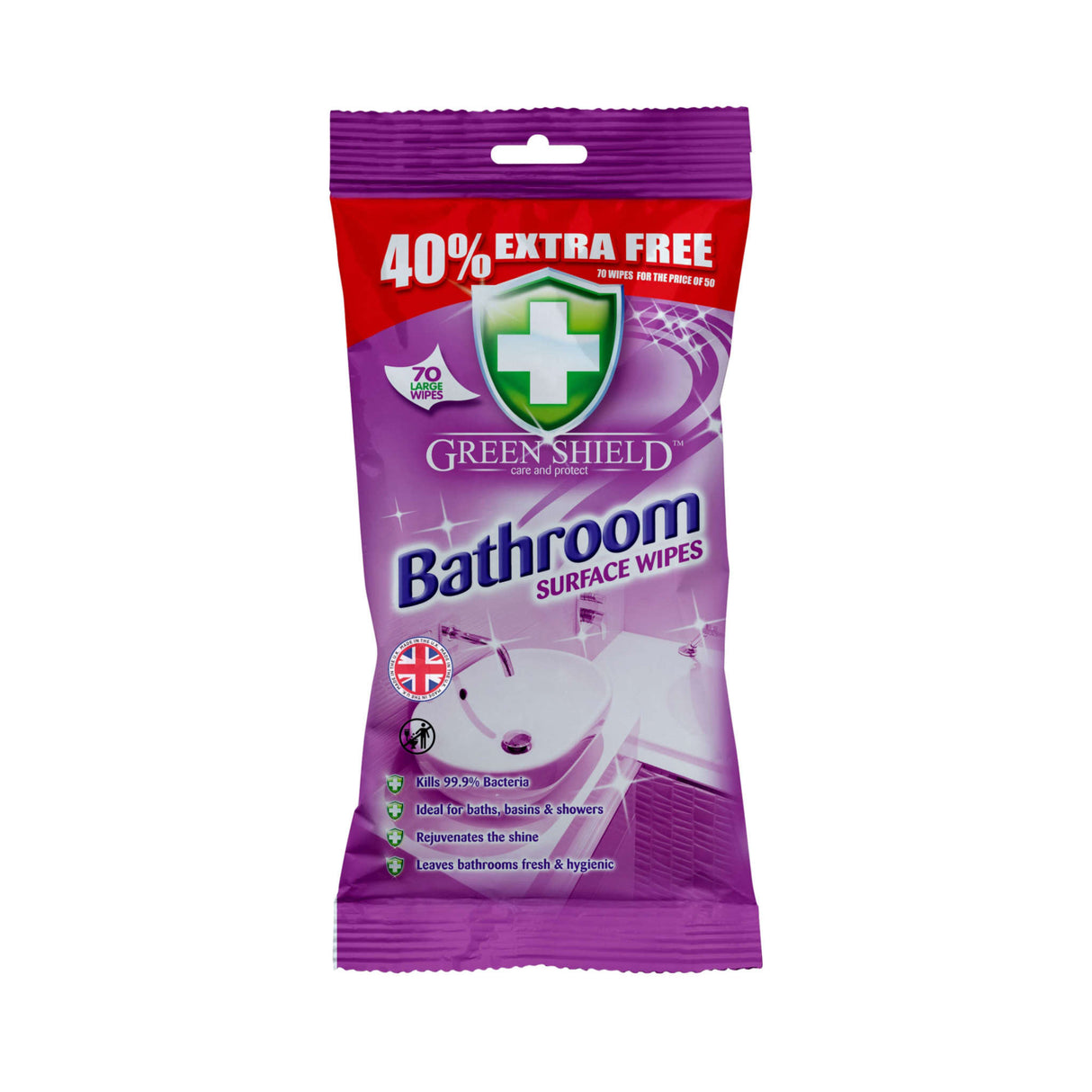 Green Shield Bathroom Surface Wipes 70 Pack