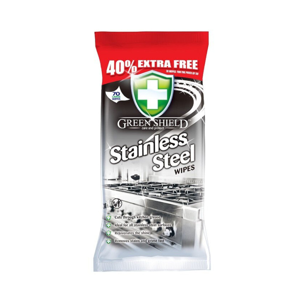 Green Shield Stainless Steel Wipes | 70 Pack