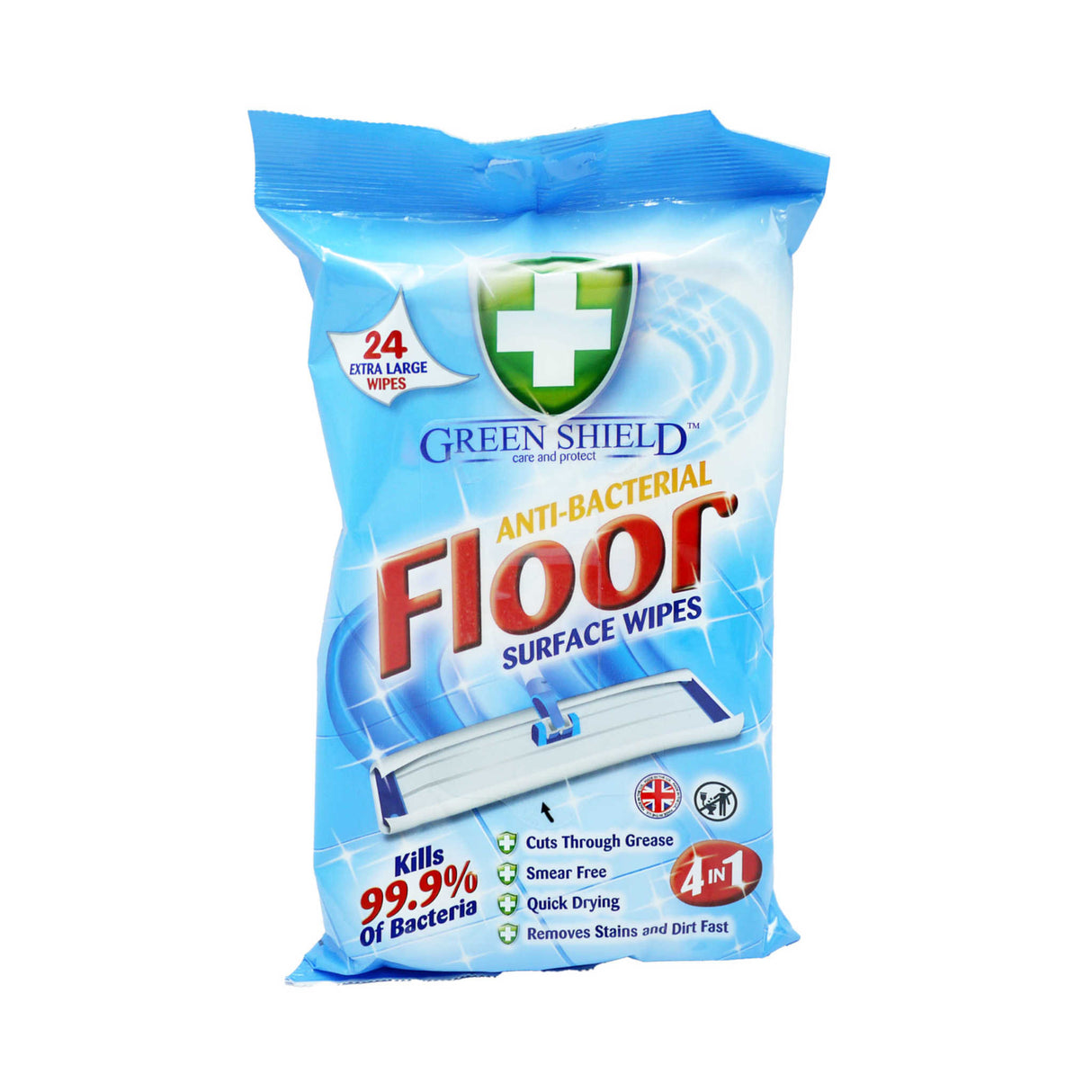 Green Shield Antibacterial Floor Surface Wipes 24 Pack