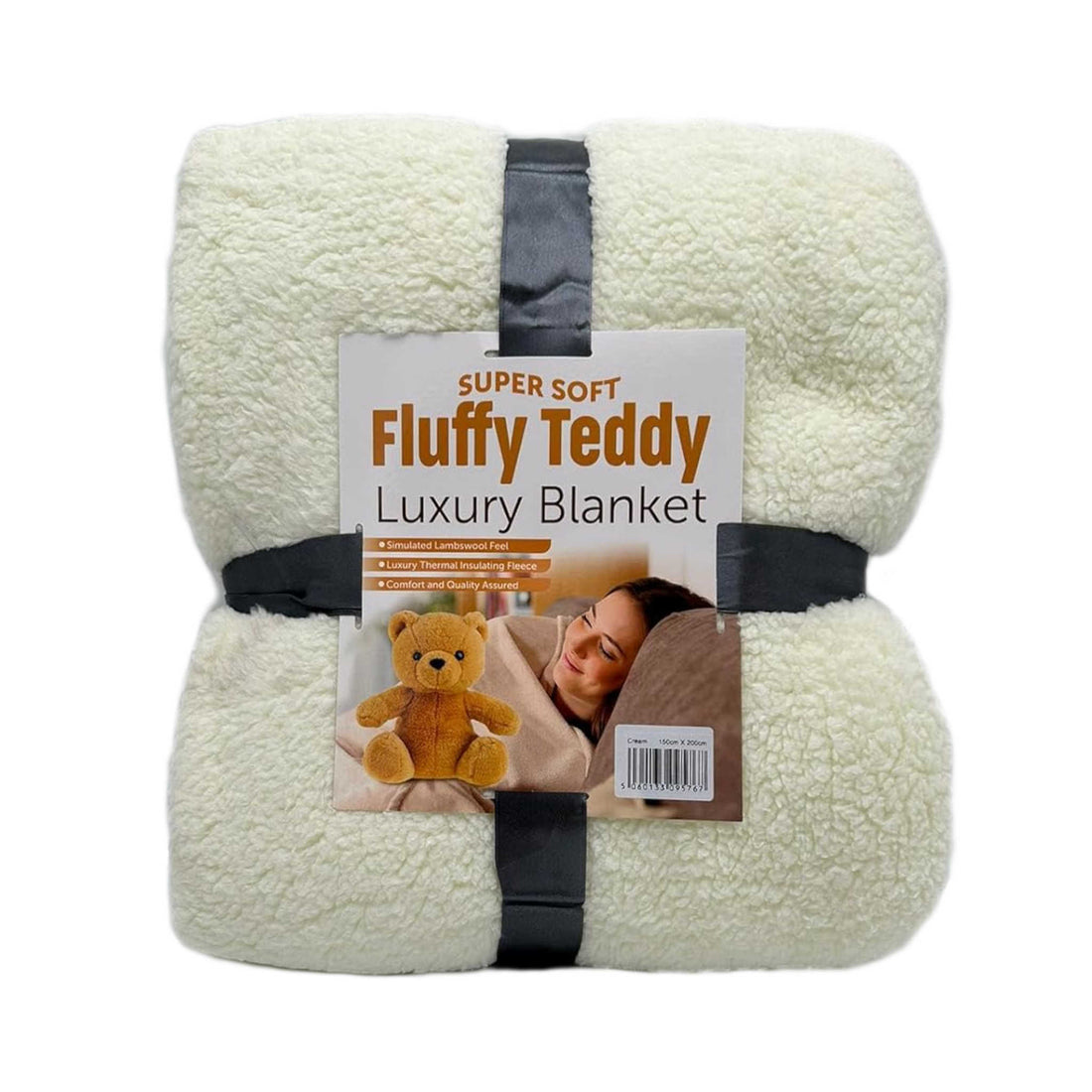 Super Soft Fluffy Teddy Luxury Blanket | 150x200cm | Cream