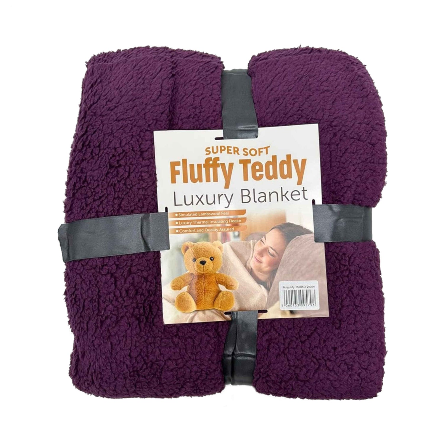 Super Soft Fluffy Teddy Luxury Blanket | 150x200cm | Burgundy