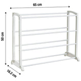 4 Tier Shoe Rack Stackable & Extendable White