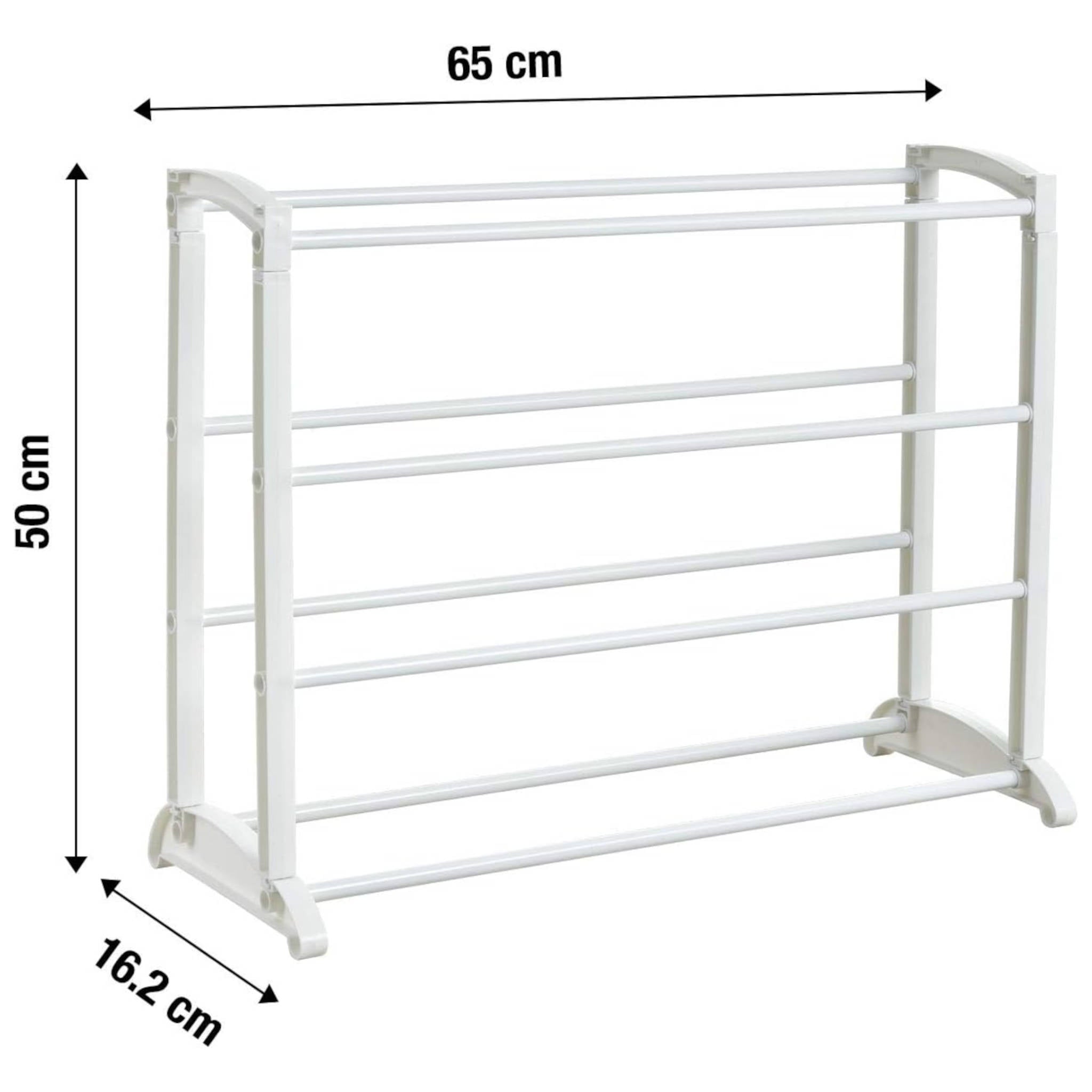 4 Tier Shoe Rack Stackable Extendable White Metal Shoe Storage