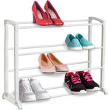 4 Tier Shoe Rack Stackable & Extendable White