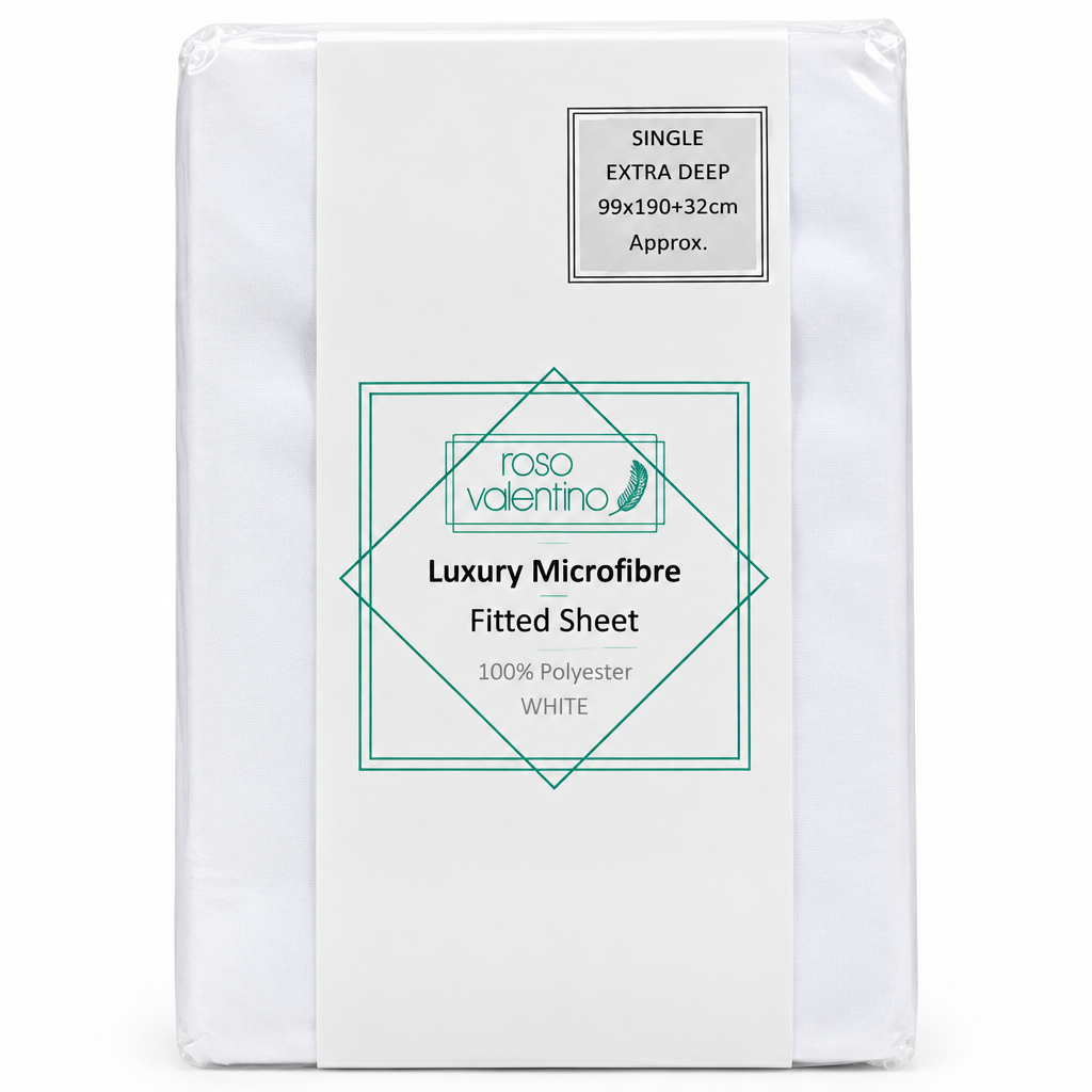 Microfibre Extra Deep Fitted Sheet Single White 90x190+32cm
