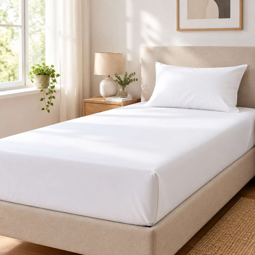 Single Extra Deep Microfibre Fitted Sheet White 90x190+32cm
